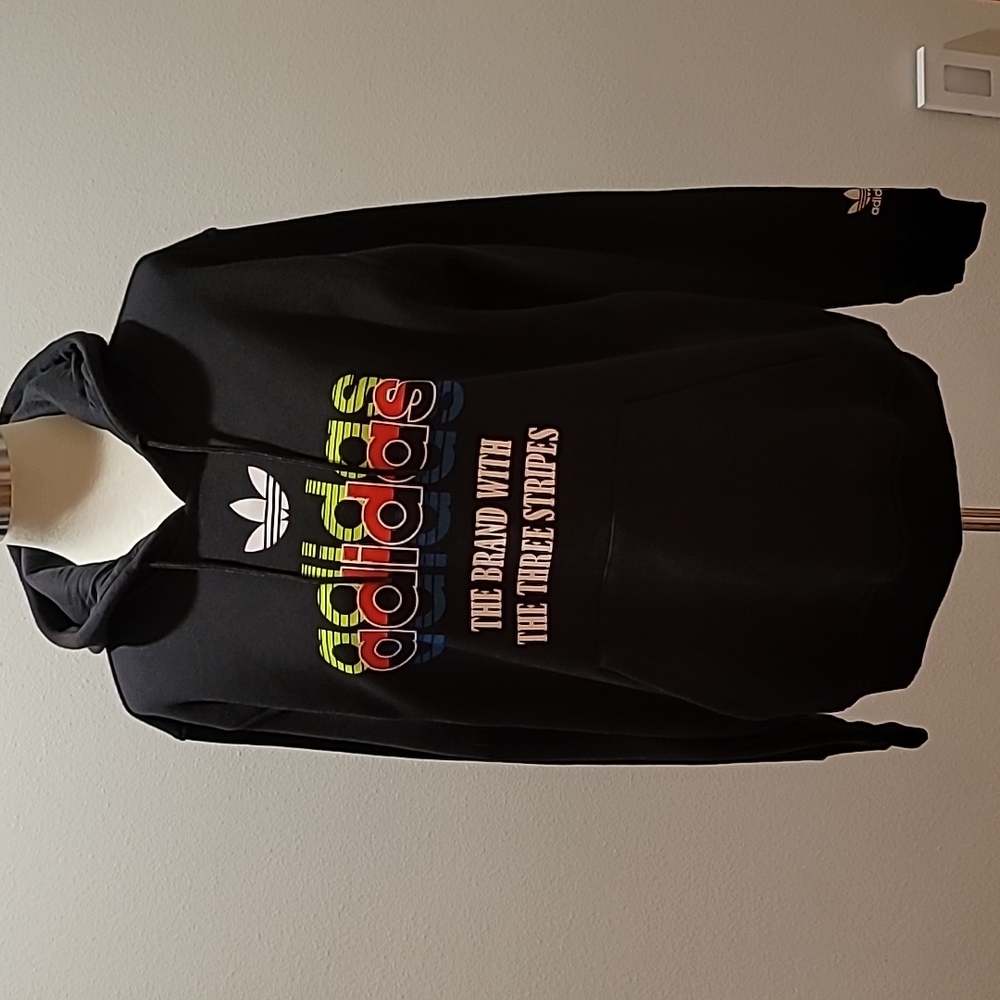 ADIDAS L BLACK ATHLEISURE ACTIVE ACTIVEWEAR CASUAL COMFY COZY HOODIE SWEATSHIRT